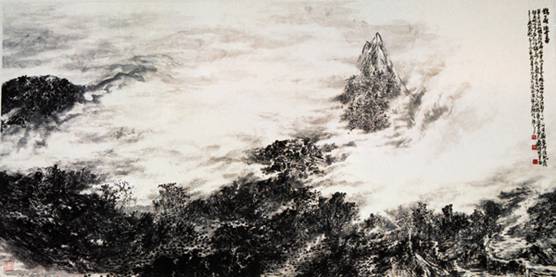 鵲華浴雪，張志民，53×232cm，2002年